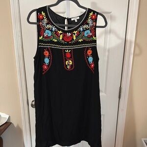 JODIFL Black Top with Colorful Embroidery